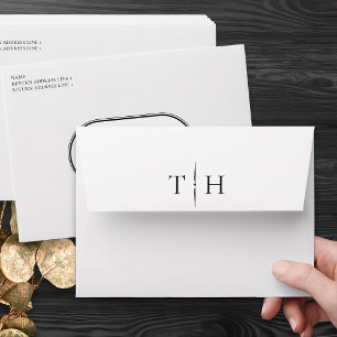 Monogrammed White Wedding Invitation Envelope