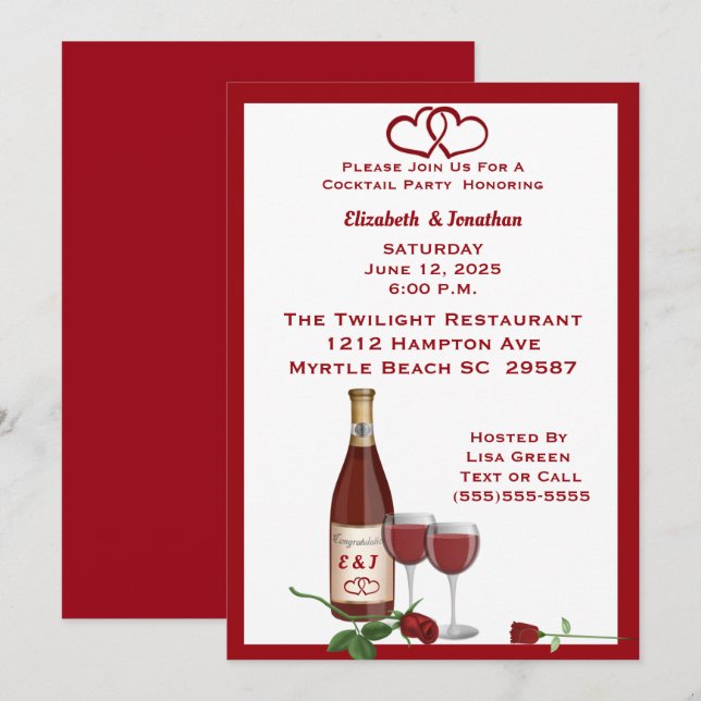 Monogrammed Wine Bottle Invitation (Front/Back)
