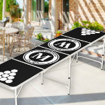 Monogrammed with Circle Pyramid Black Regulation Beer Pong Table<br><div class="desc">Monogrammed Beer Pong Table which you can personalise. This simple and stylish regulation size table is black with white circle pyramids at each end, to use as cup placement guides. The logo badge style monogram can be customised with your business or family name, year established and your initials. You can...</div>