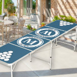 Monogrammed with Circle Pyramid Blue Regulation Beer Pong Table<br><div class="desc">Monogrammed Beer Pong Table which you can personalise. This simple and stylish regulation size table is teal, black with white circle pyramids at each end, to use as cup placement guides. The logo badge style monogram can be customised with your business or family name, year established and your initials. You...</div>