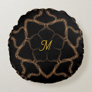 Monogrammed with tan design round cushion