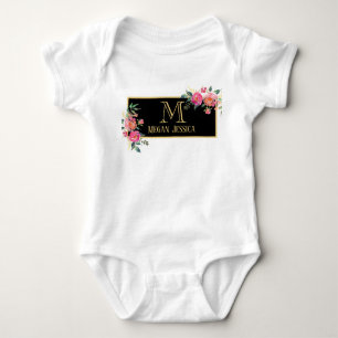 monogrammed woman personalised name baby girl bodysuit