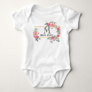 monogrammed woman personalised name baby girl bodysuit