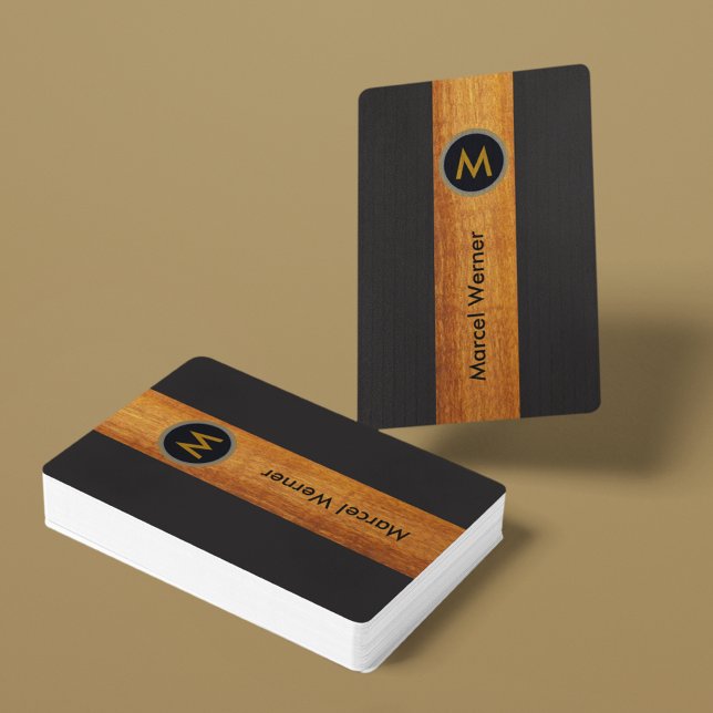Monogrammed Wood Colour Stripe on Black Playing Cards (Creator Uploaded)