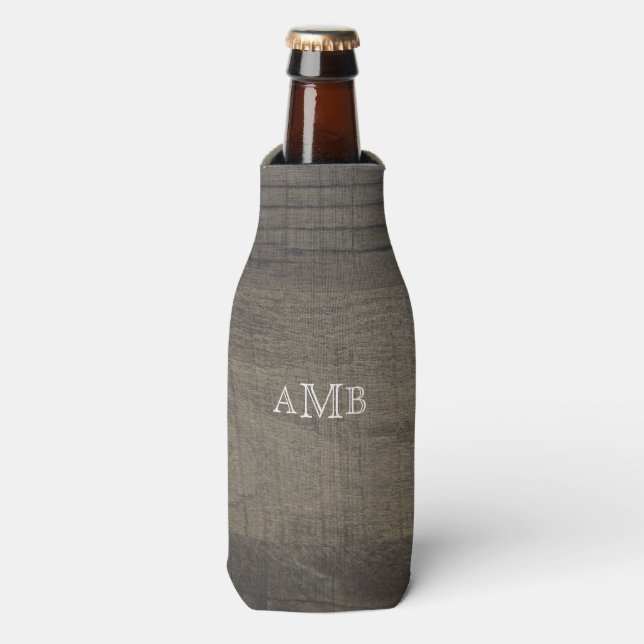 Monogrammed Wood-Look  Bottle Cooler (Bottle Front)