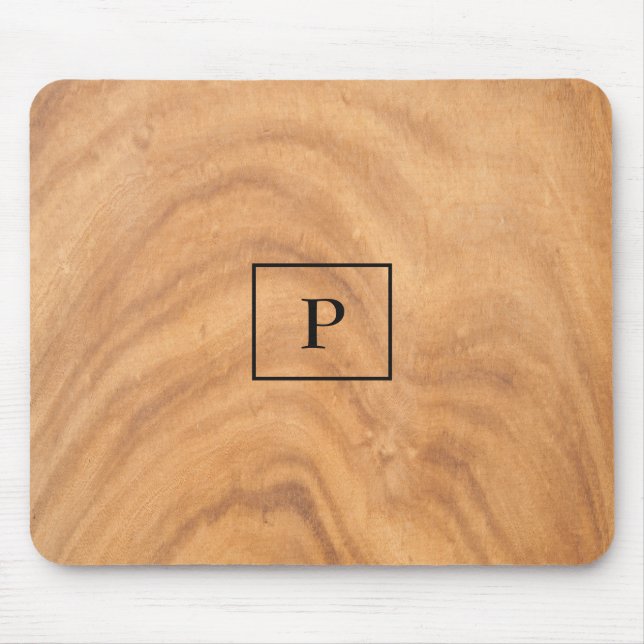 Monogrammed Wooden Design Mouse Mat (Front)