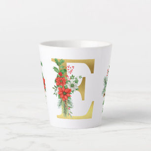 Monogrammed Xmas Latte Mug-Gold Letter Latte Mug