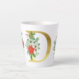Monogrammed Xmas Latte Mug- Gold Letter Latte Mug