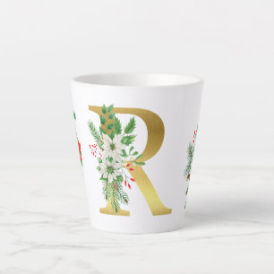 Monogrammed Xmas Latte Mug-Gold Letter Latte Mug