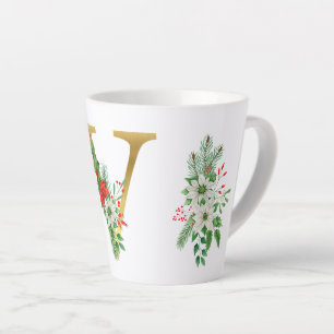 Monogrammed Xmas Latte Mug-Gold Letter Latte Mug