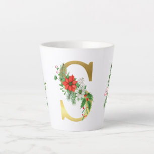 Monogrammed Xmas Latte Mug-Gold Letter Latte Mug