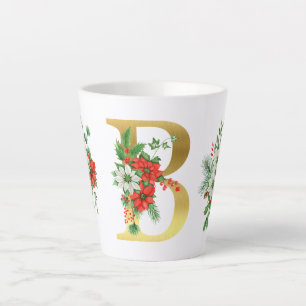 Monogrammed Xmas Latte Mug- Gold Letter Latte Mug