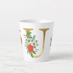 Monogrammed Xmas Latte Mug-Gold Letter Mug