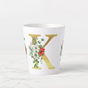 Monogrammed Xmas Latte Mug-Gold Letter Mug