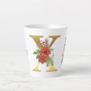 Monogrammed Xmas Latte Mug- Gold Letter Mug