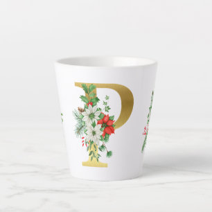 Monogrammed Xmas Latte Mug-Gold Letter Mug