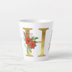 Monogrammed Xmas Latte Mug-Gold Letter Mug