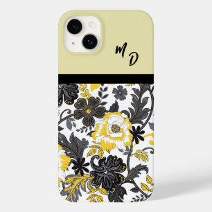 Monogrammed Yellow and Grey Floral Case-Mate iPhone 14 Plus Case