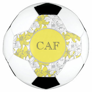 Monogrammed Yellow and Grey Floral Football