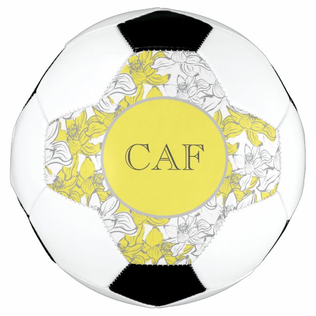 Monogrammed Yellow and Grey Floral  Football (Front)