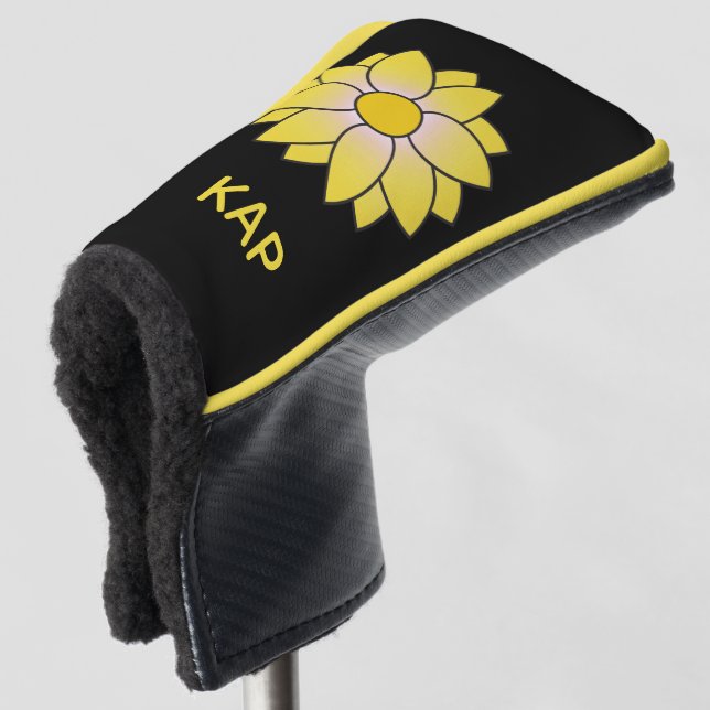 Monogrammed Yellow Daisy Putter Cover (3/4 Front)