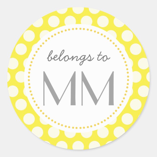 Monogrammed Yellow Dots - DIY Tags (Front)