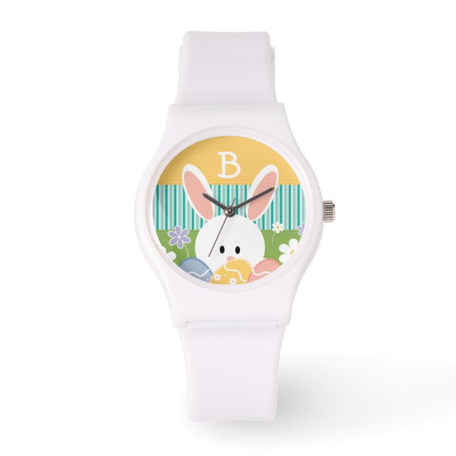 Monogrammed Yellow Easter Bunny Watch (Front)