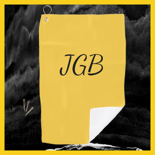 Monogrammed Yellow Gold or Choose Colour Backgroun Golf Towel
