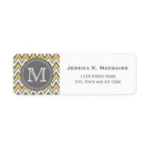 Monogrammed Yellow & Grey Chevron