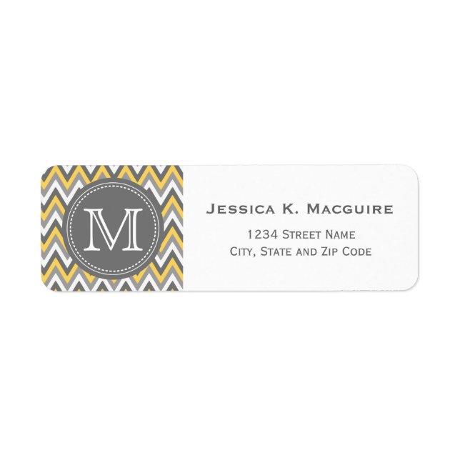 Monogrammed Yellow & Grey Chevron (Front)