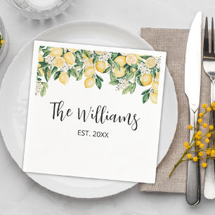 Monogrammed Yellow Lemon Tree Napkin