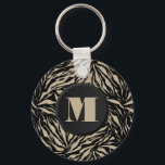 Monogrammed Zebra Animal Print Key Ring<br><div class="desc">A stylish keychain features your monogram initial on a black and tan wild animal print pattern. Create for yourself or give as a gift. MATCHING items in our store.</div>