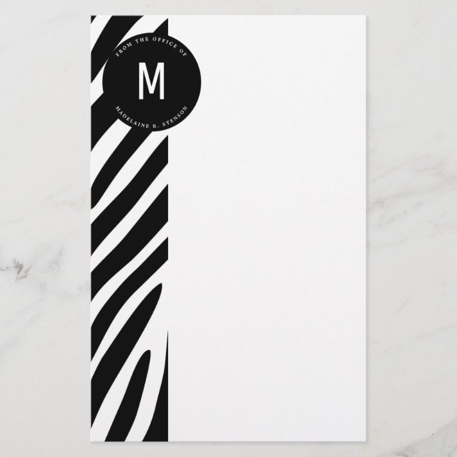 Monogrammed Zebra Border from the Office Stationery (Front)
