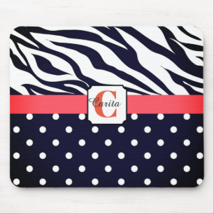 Monogrammed Zebra Polka-Dotted Mouse Pad