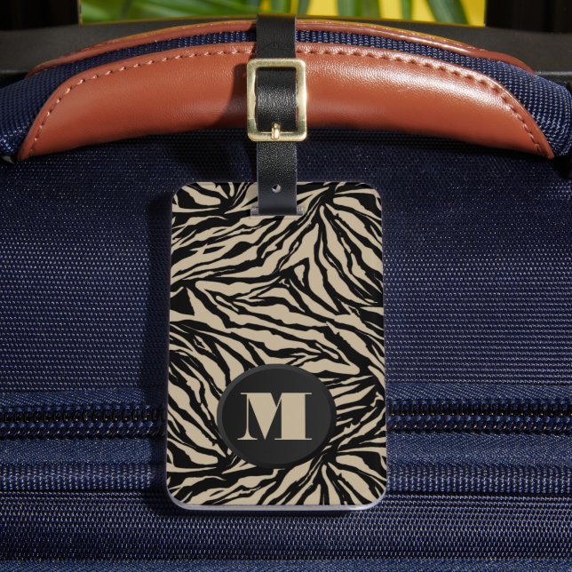 Monogrammed Zebra Print Luggage Tag (Front Insitu 2)