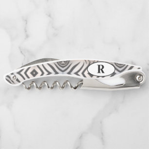 Monogrammed Zebra Striped  Corkscrew