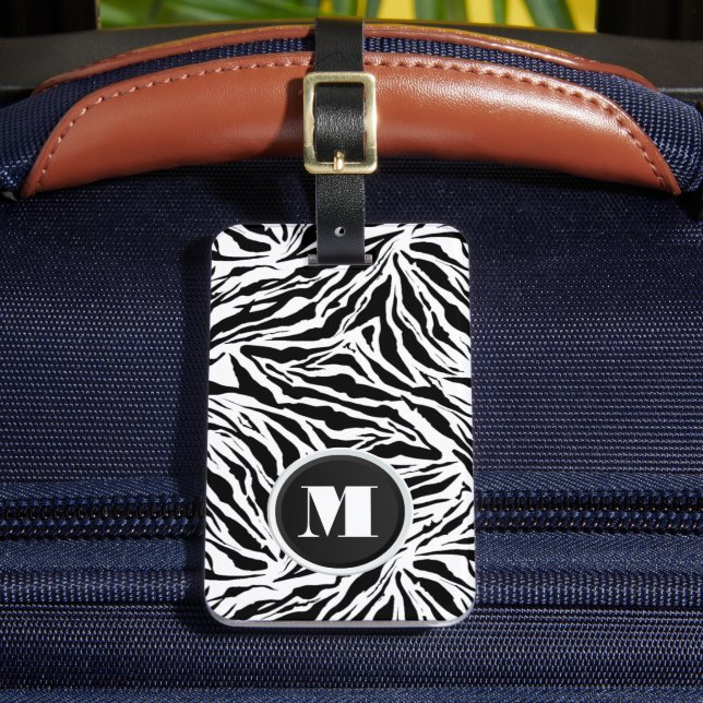 Monogrammed Zebra Stripes Luggage Tag (Front Insitu 2)