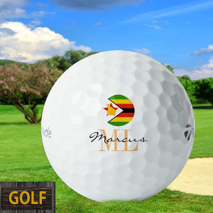 Monogrammed Zimbabwe Flag & Zimbabwe Golf Balls