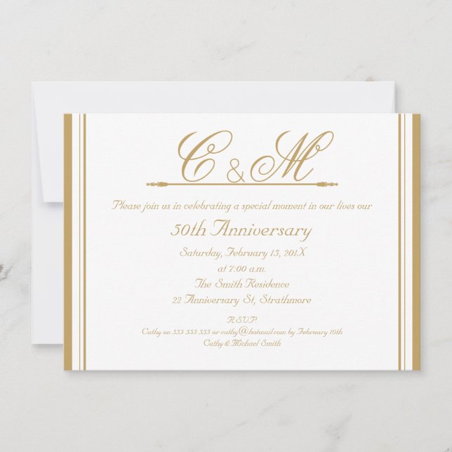Monograms 50th Wedding Anniversary Invitation (Front)