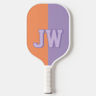 Monograms Add your name Purple & Orange Pickleball Paddle
