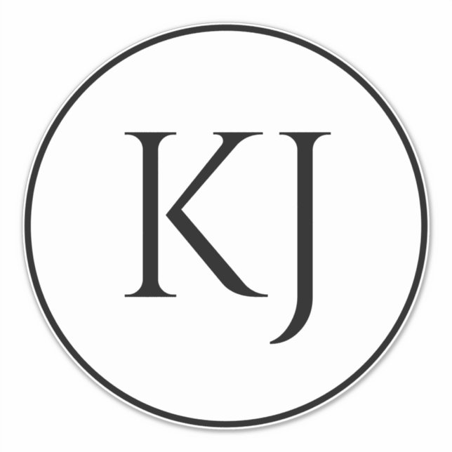 Monograms Couple Name Black White Initial Letters (Front)