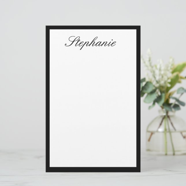 Monograms Custom Name Black White Minimal Wedding Stationery (Standing Front)