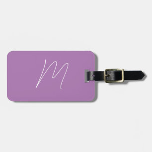 Monograms Custom Name Script Purple Lavender White Luggage Tag