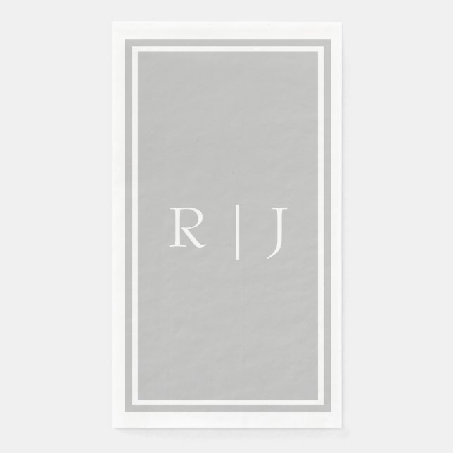 Monograms Grey Grey White Classy Trendy Wedding Napkin (Front)