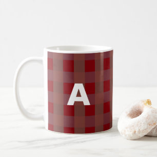 Monograms Initial Plaid Patterns Orange Red White Coffee Mug