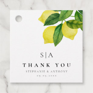 Monograms Lemon Citrus Branch Greenery Wedding    Favour Tags