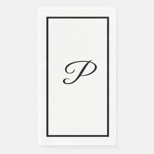 Monograms Letter Black White Bridal Shower Wedding Napkin (Front)