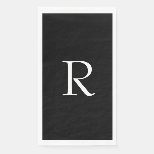 Monograms Letter Black White Wedding Bridal Shower Napkin (Front)