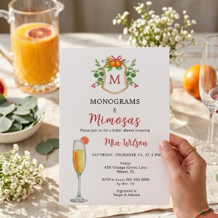 Monograms & Mimosas Christmas Bridal Shower Invitation