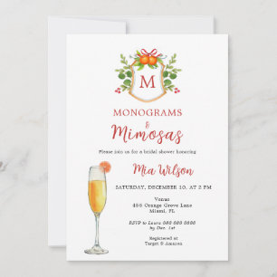 Monograms & Mimosas Christmas Bridal Shower Invitation